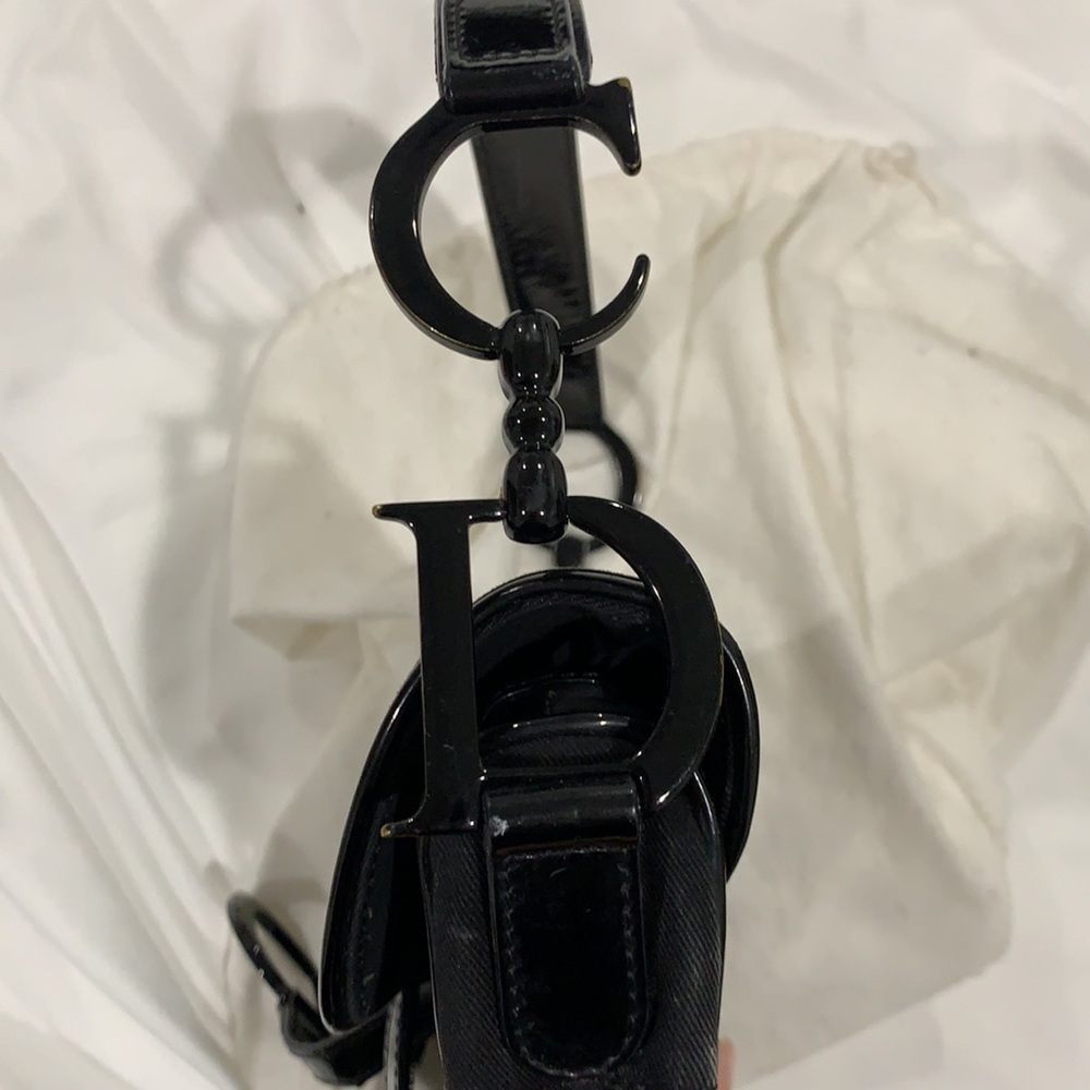 Christian Dior Canvas Patent Calfskin Saddle Bag - Picture 10 of 12